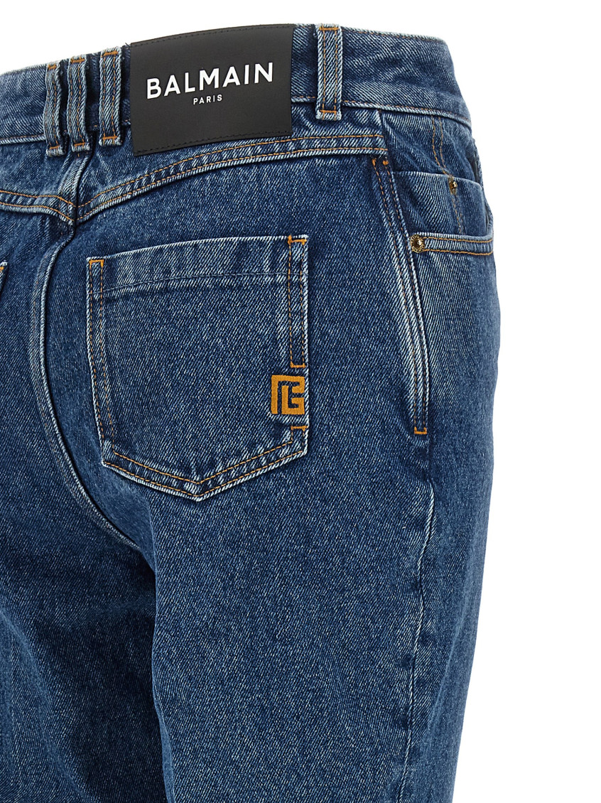 Balmain - embroidered denim trousers belt loops pocket