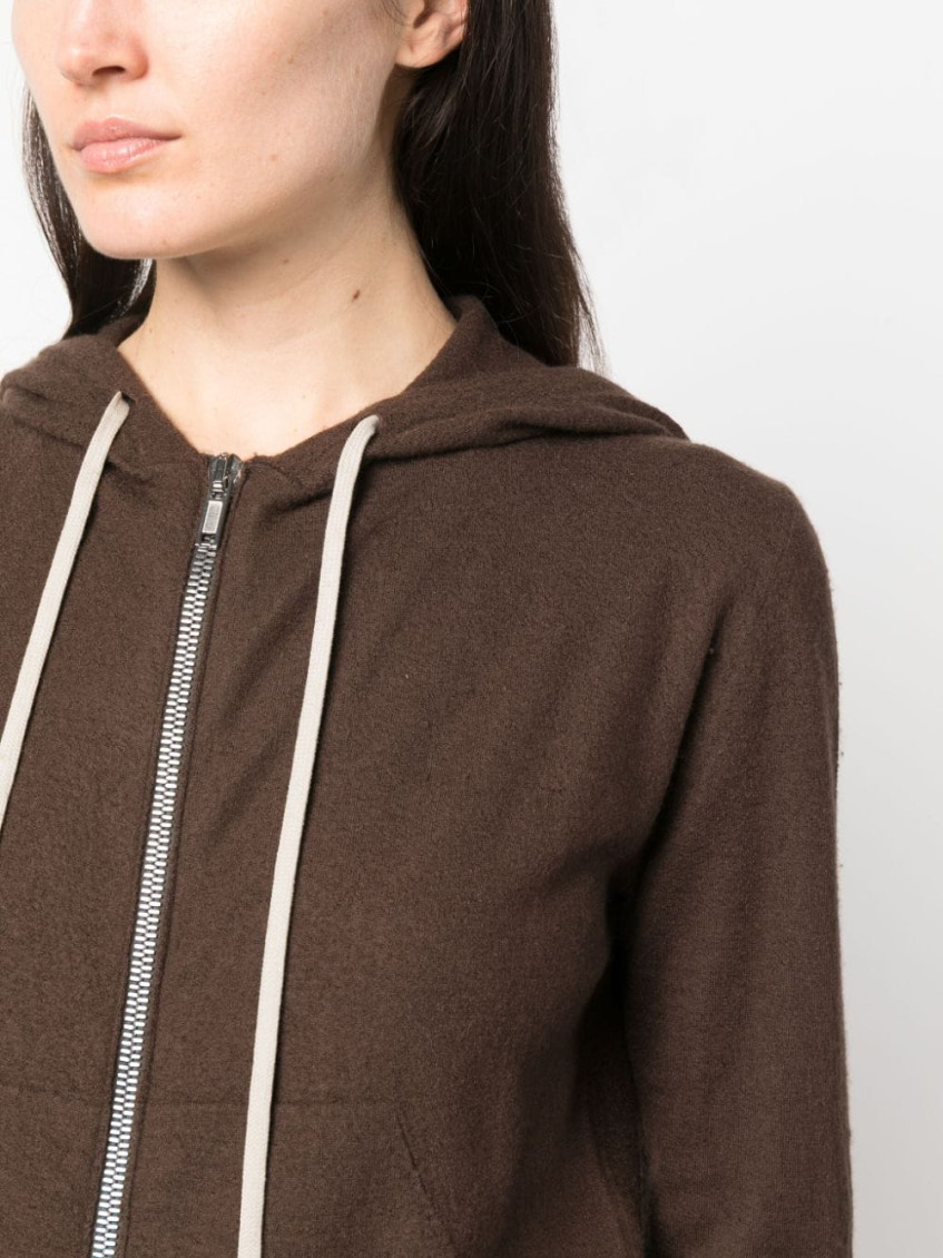 Brown Zip-up Cashmere Hoodie