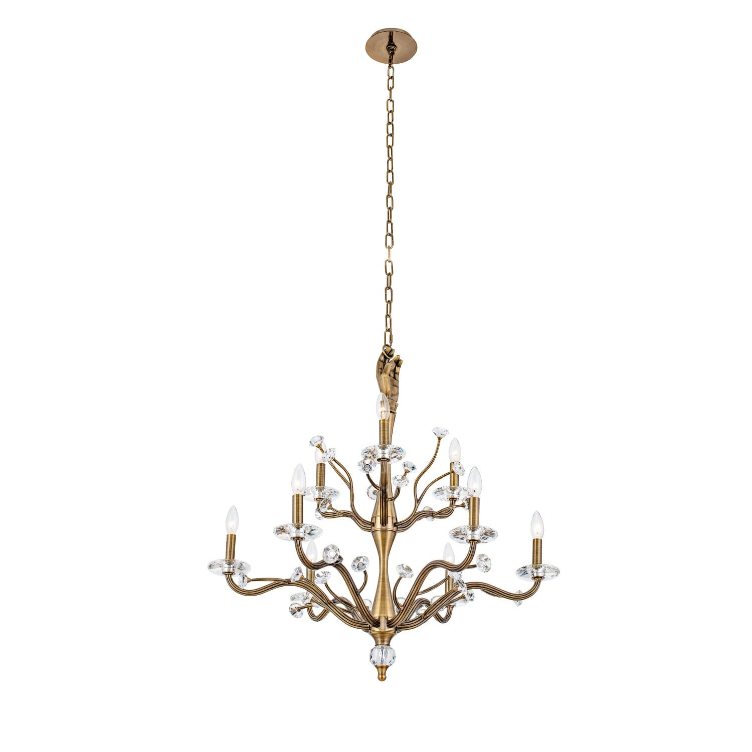 Historic Brass Nine Light Chandelier from the Venus Collection