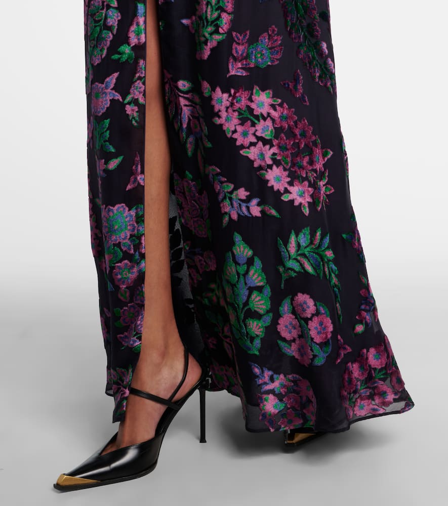 Embroidered sheer gown