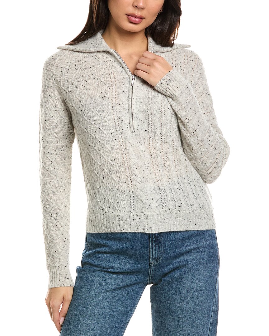 Mix Cable Half Zip Cashmere Sweater
