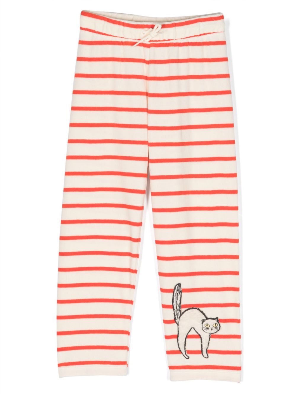 Angry Cat embroidered organic-cotton track pants - Neutrals