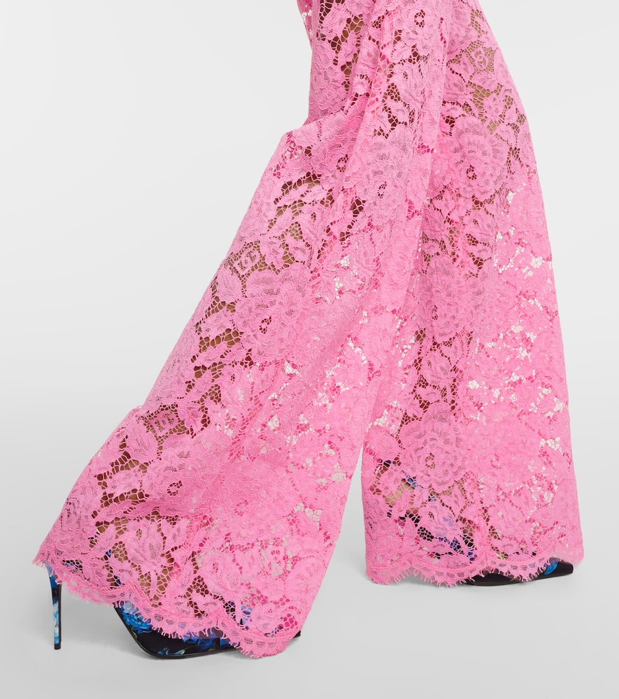 Mid-rise lace wide-leg pants