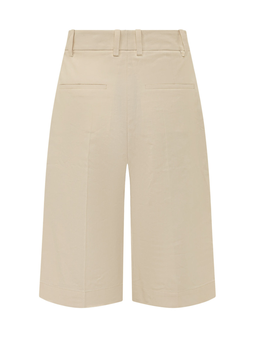 Off White Solid Shorts
