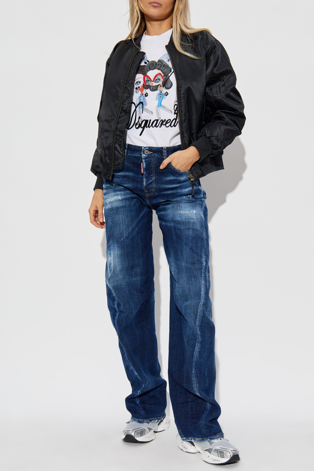 T-shirt With Print And Shimmering Applications, Women's, White
