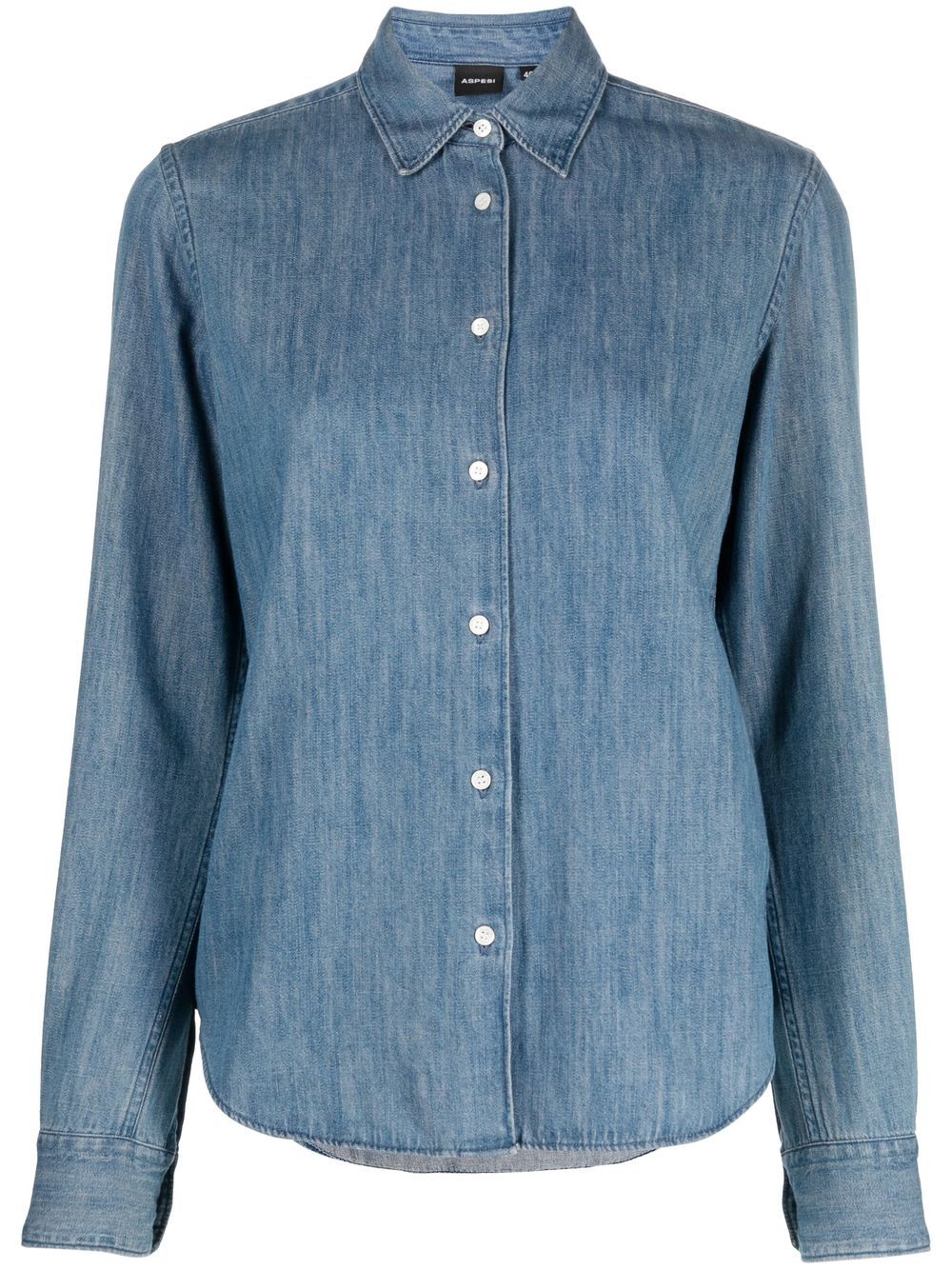 Fitted button-down denim shirt - Blue