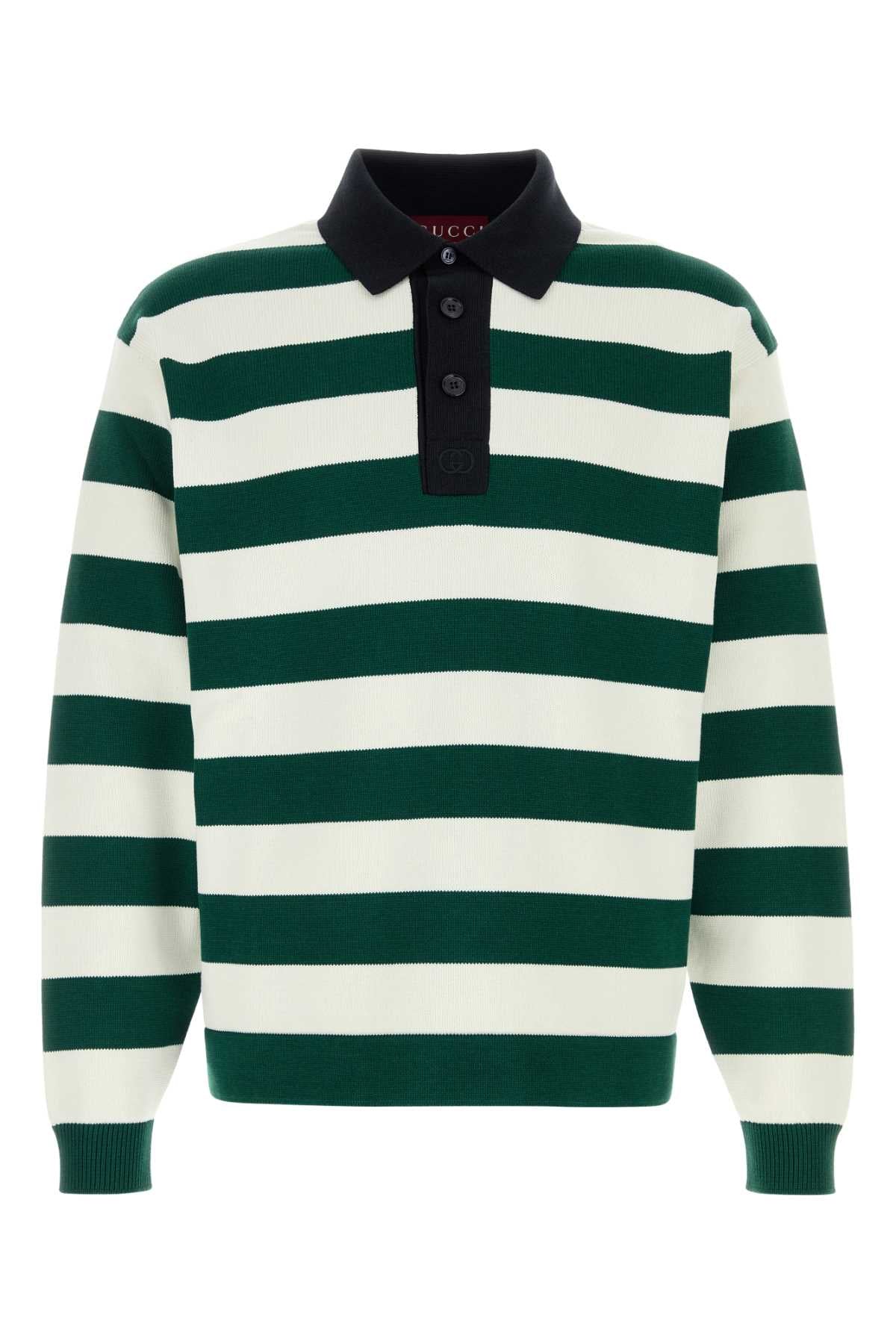 Striped Silk-Blend Polo Shirt — Green