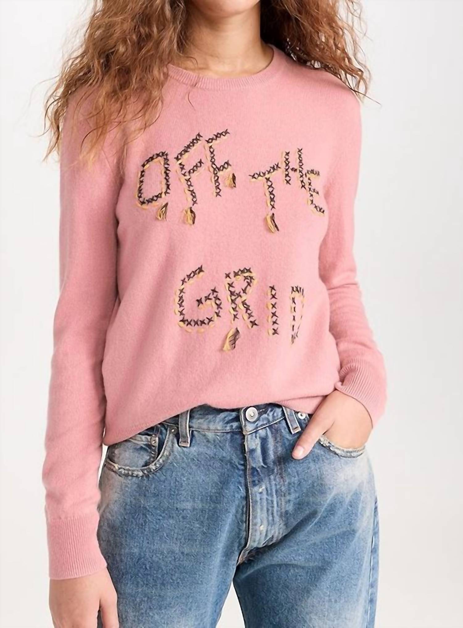 Off The Grid Crewneck Top In Cream