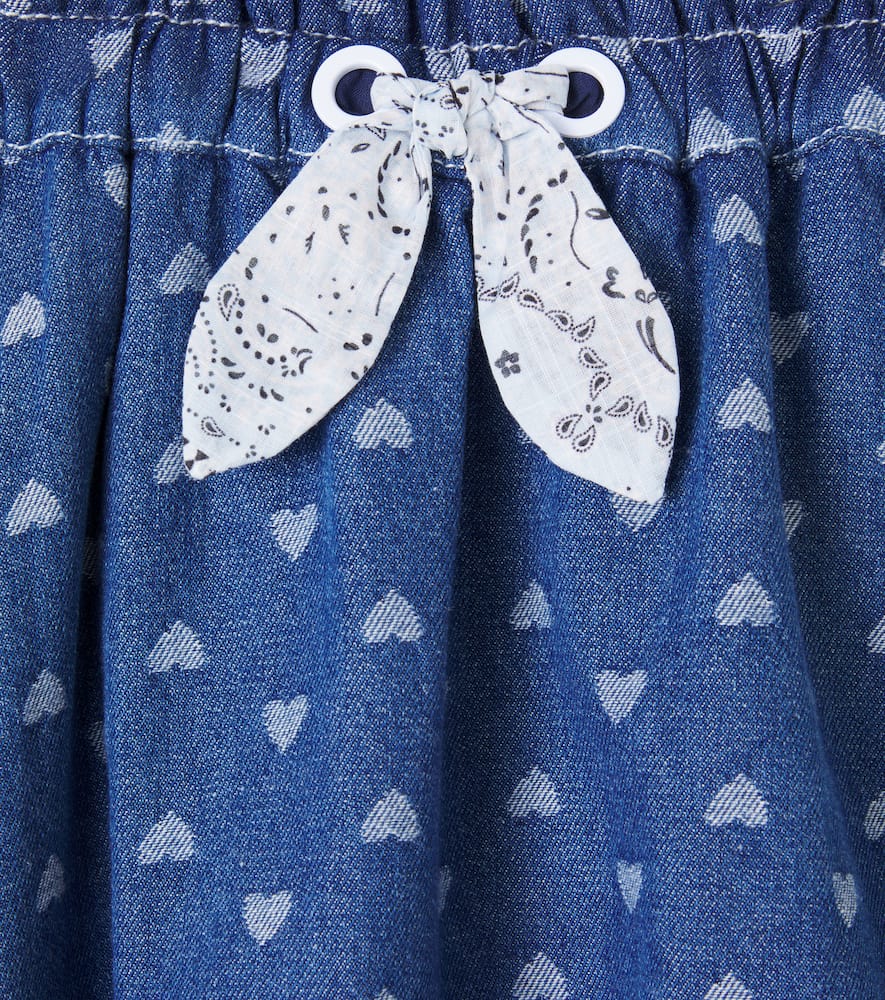 Printed denim skirt