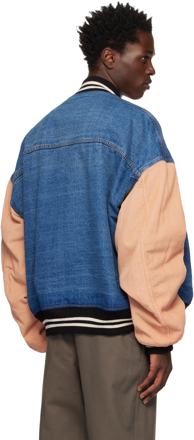 Blue varsity denim jacket