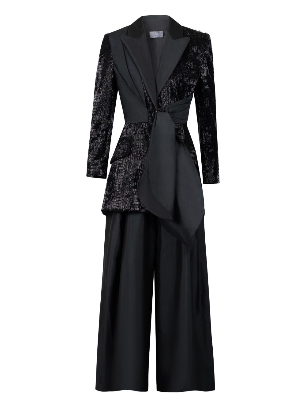 Sequin-embellished wide-leg suit - Black