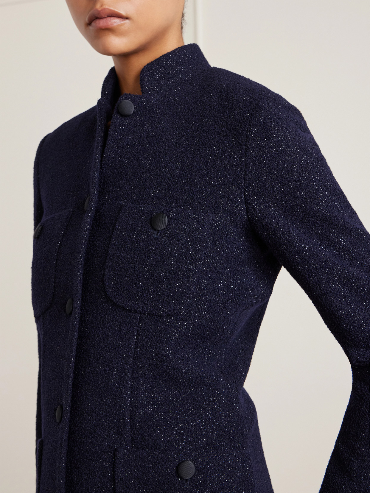Raja Metallic Wool-blend Bouclé-tweed Jacket - Blue