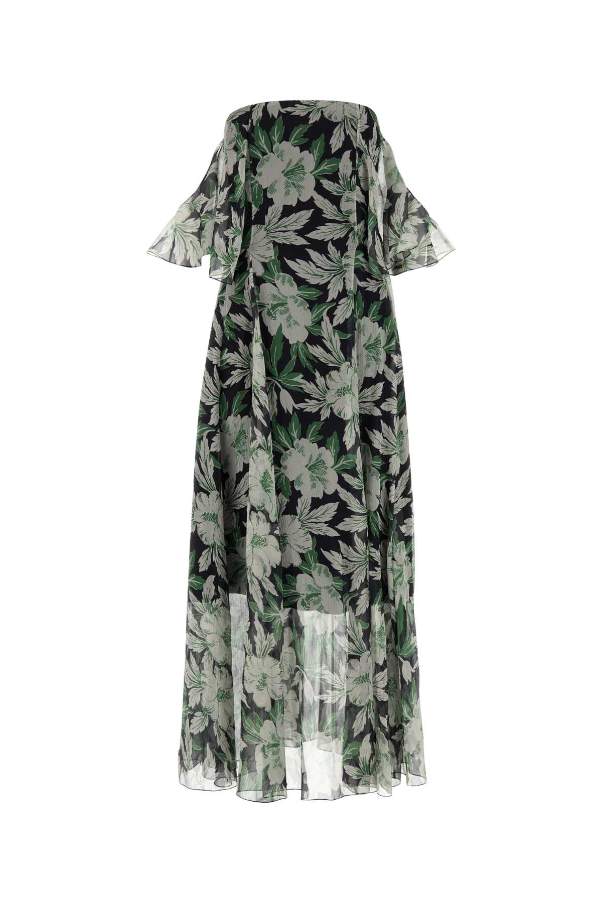 Floral Printed Silk Dress — Multicolor
