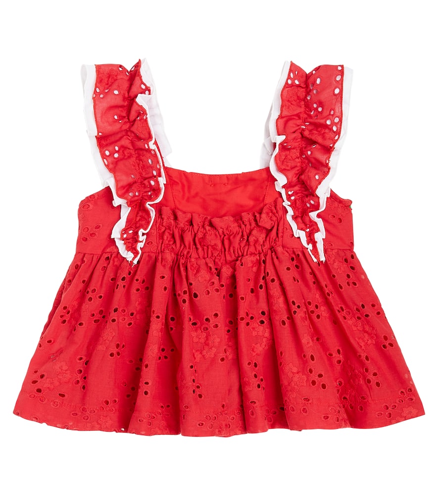 Embroidered cotton muslin top