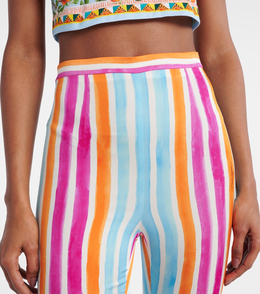 Striped silk-blend leggings