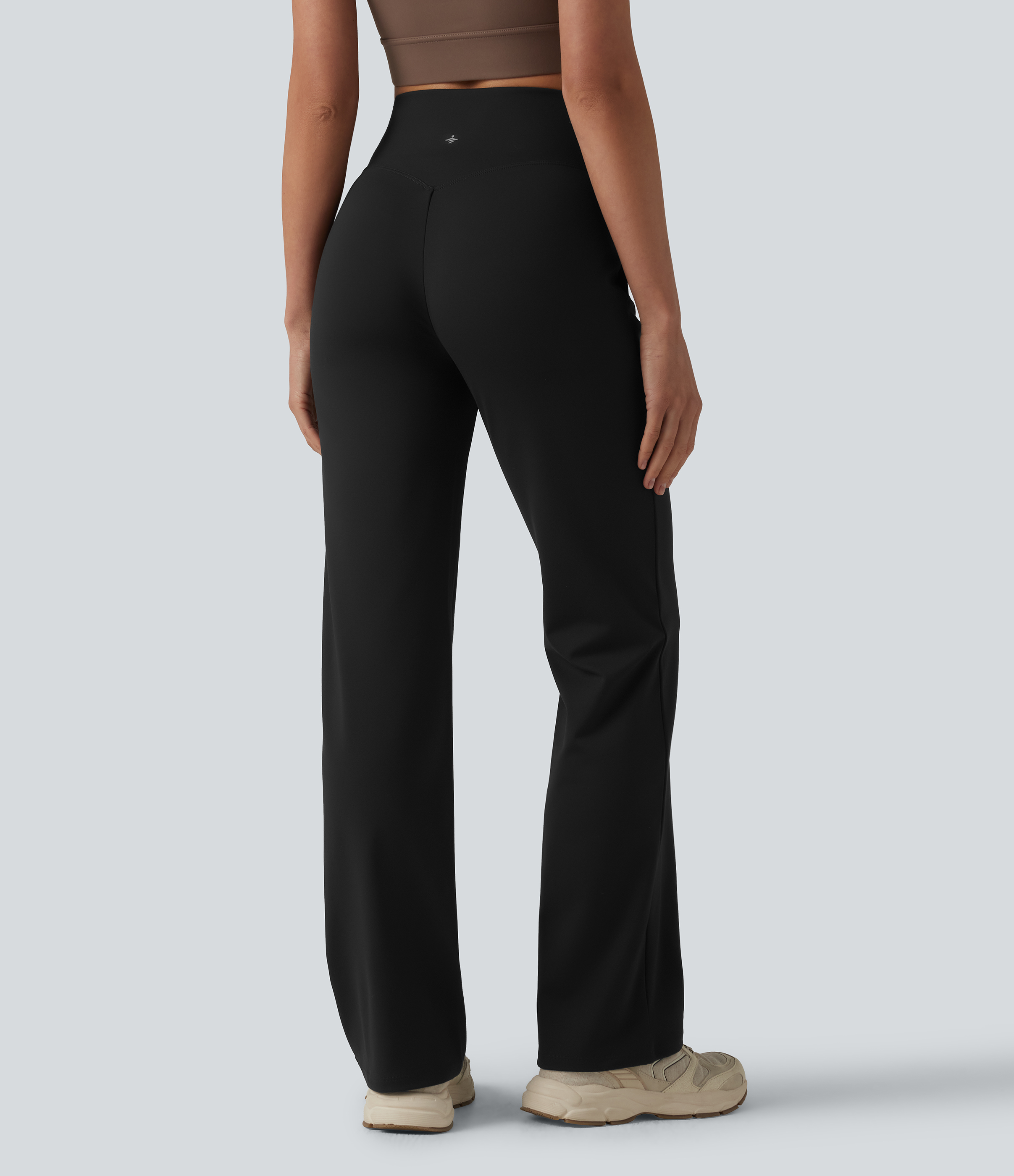 Halara Crossover High Waisted Yoga Bootcut Trousers with Pockets - Black - XSregular