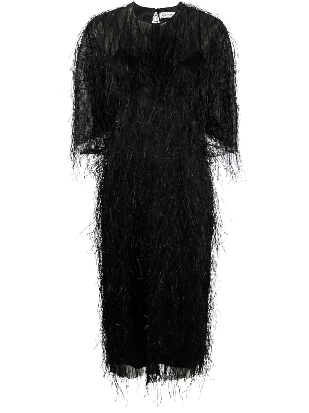 Fringed midi dress - Black