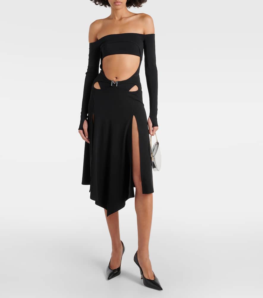 Logo asymmetric midi skirt