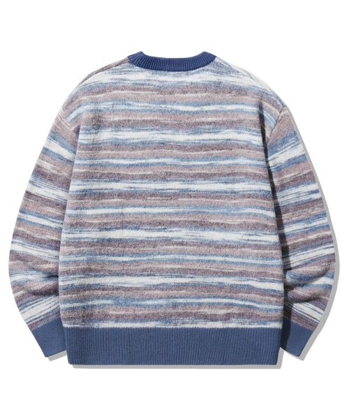 Washable Multi-Color Gradient Crew Neck Knit_Navy