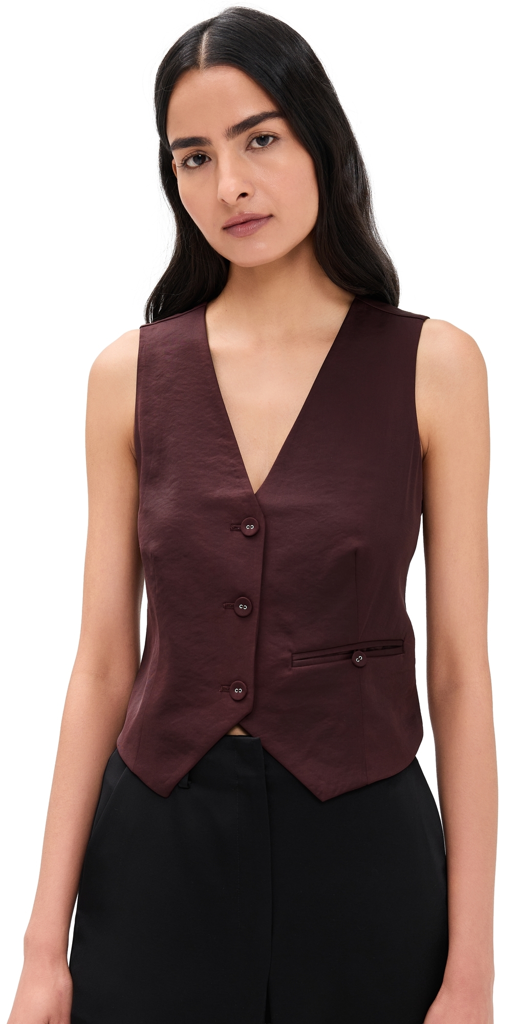 Simone Satin Vest Mahogany