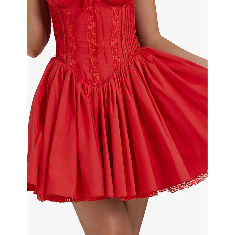 Womens Cherry Pietra Corseted Cotton-blend Mini Dress