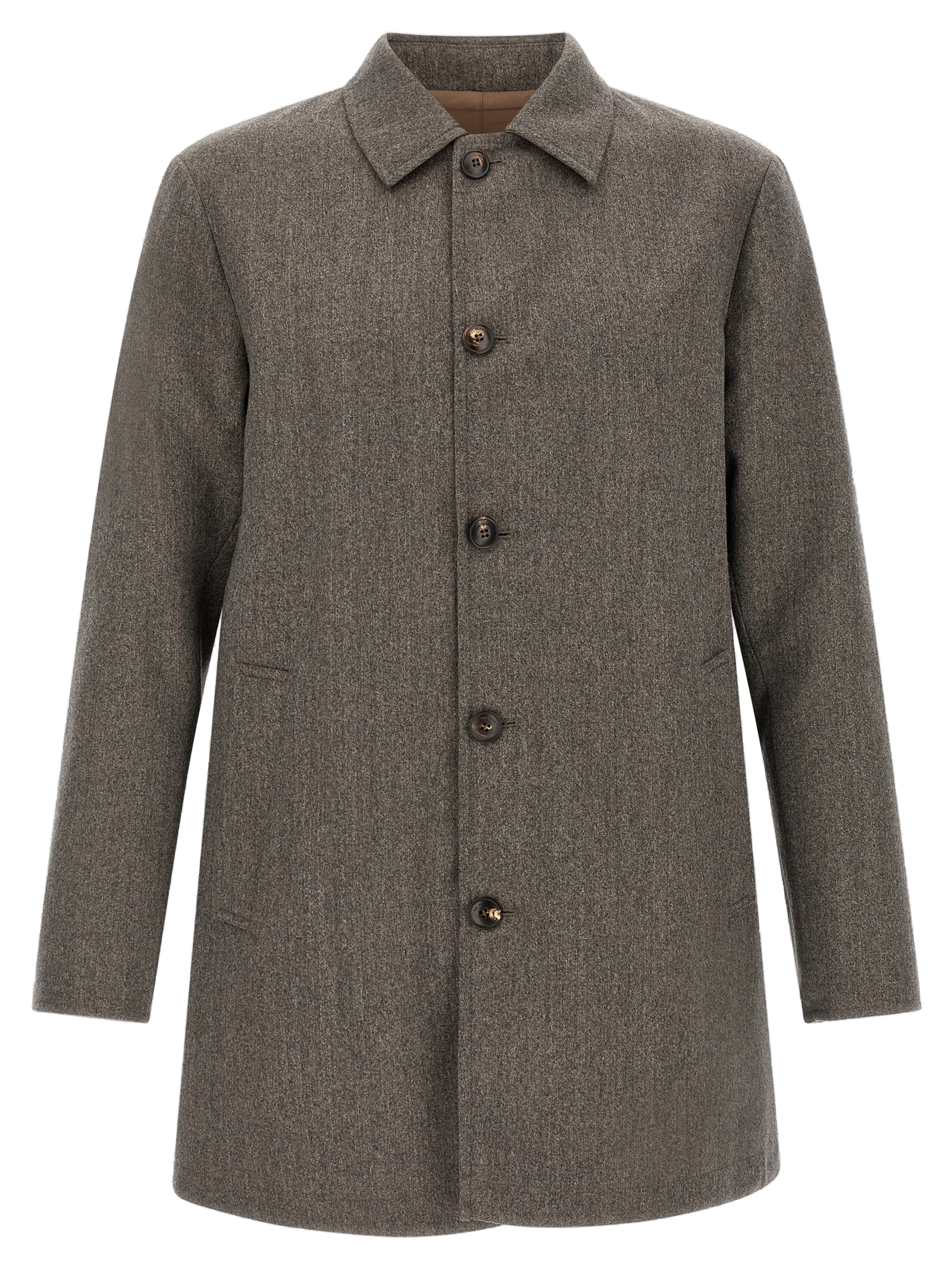 Reversible Wool Coat — Brown