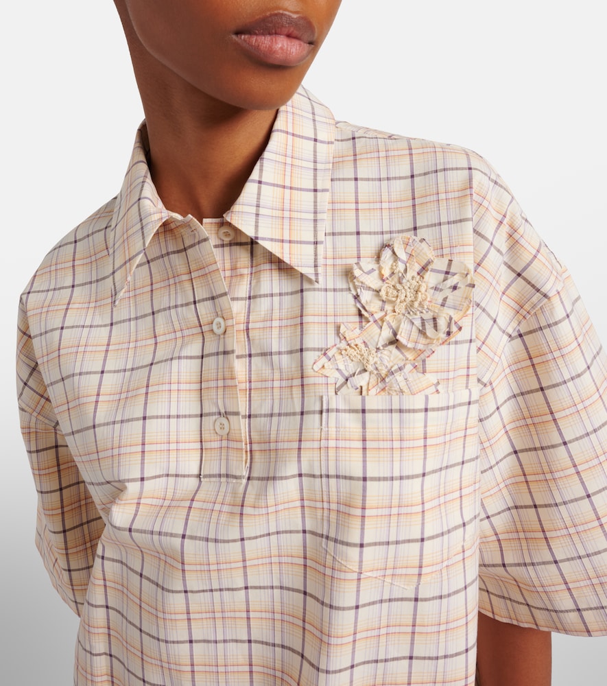 Checked cotton poplin top