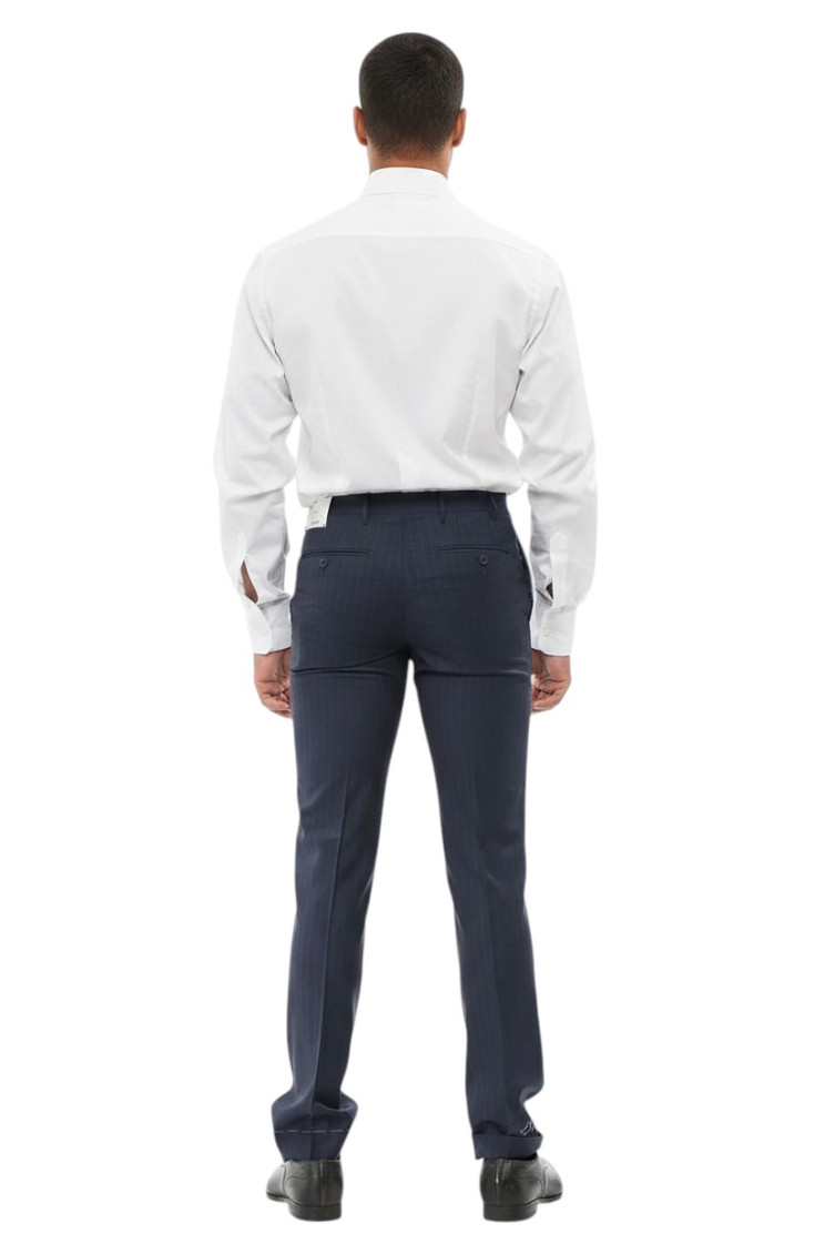 Blue Slim Stripes Trousers