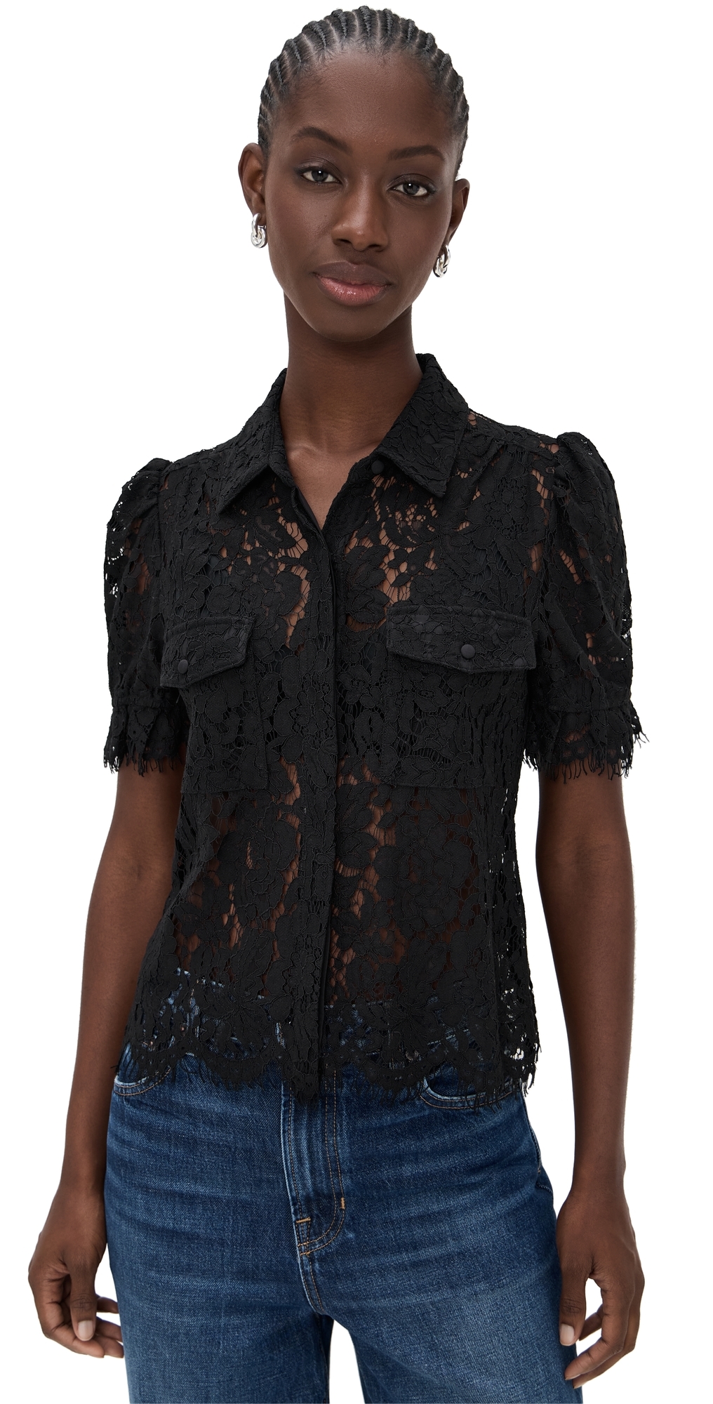 Mina Lace Shirt Black