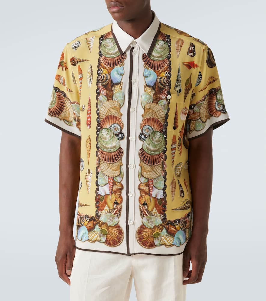 Printed silk crêpe shirt