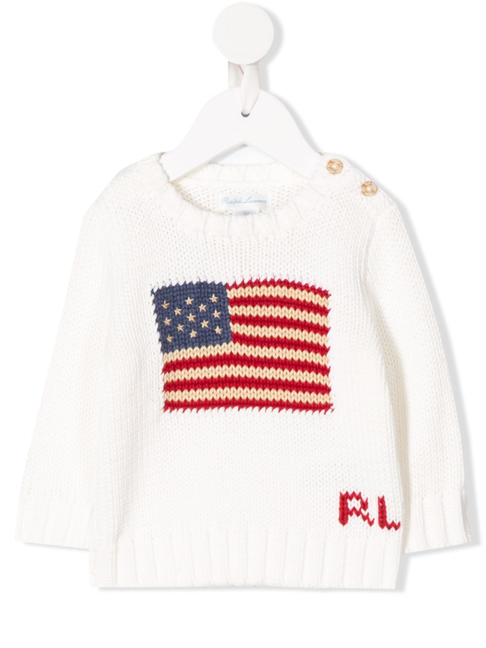 Flag knit jumper - White