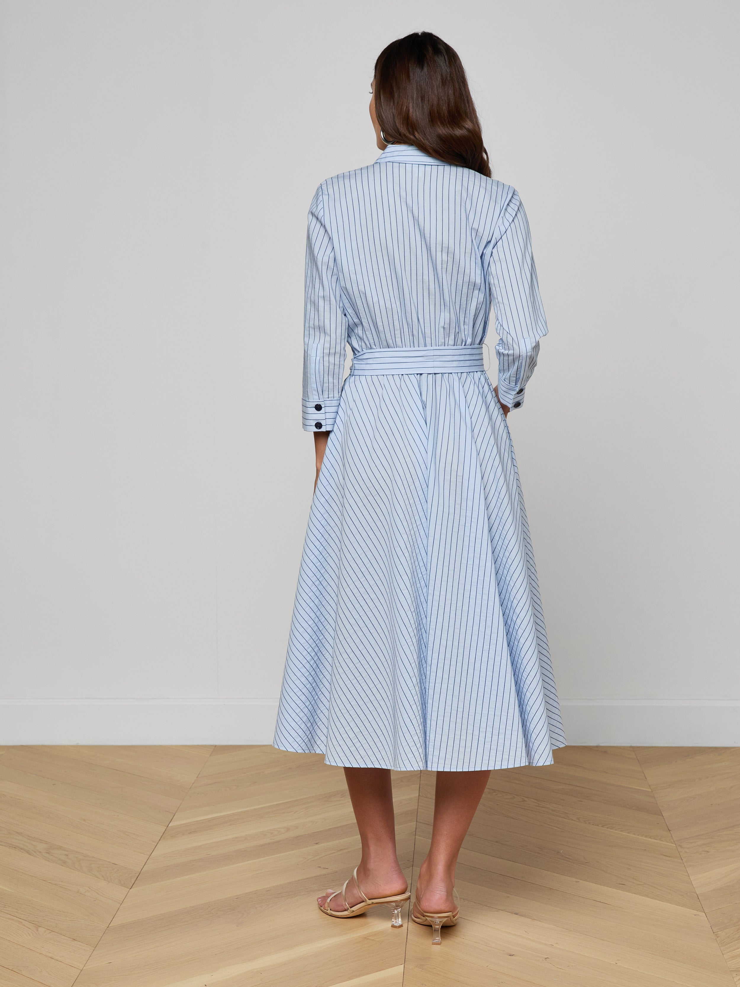 Ralphie Midi Dress In Light Blue/dark Blue Stripe