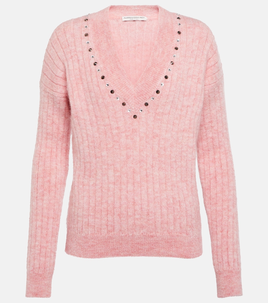 Embellished wool-blend sweater