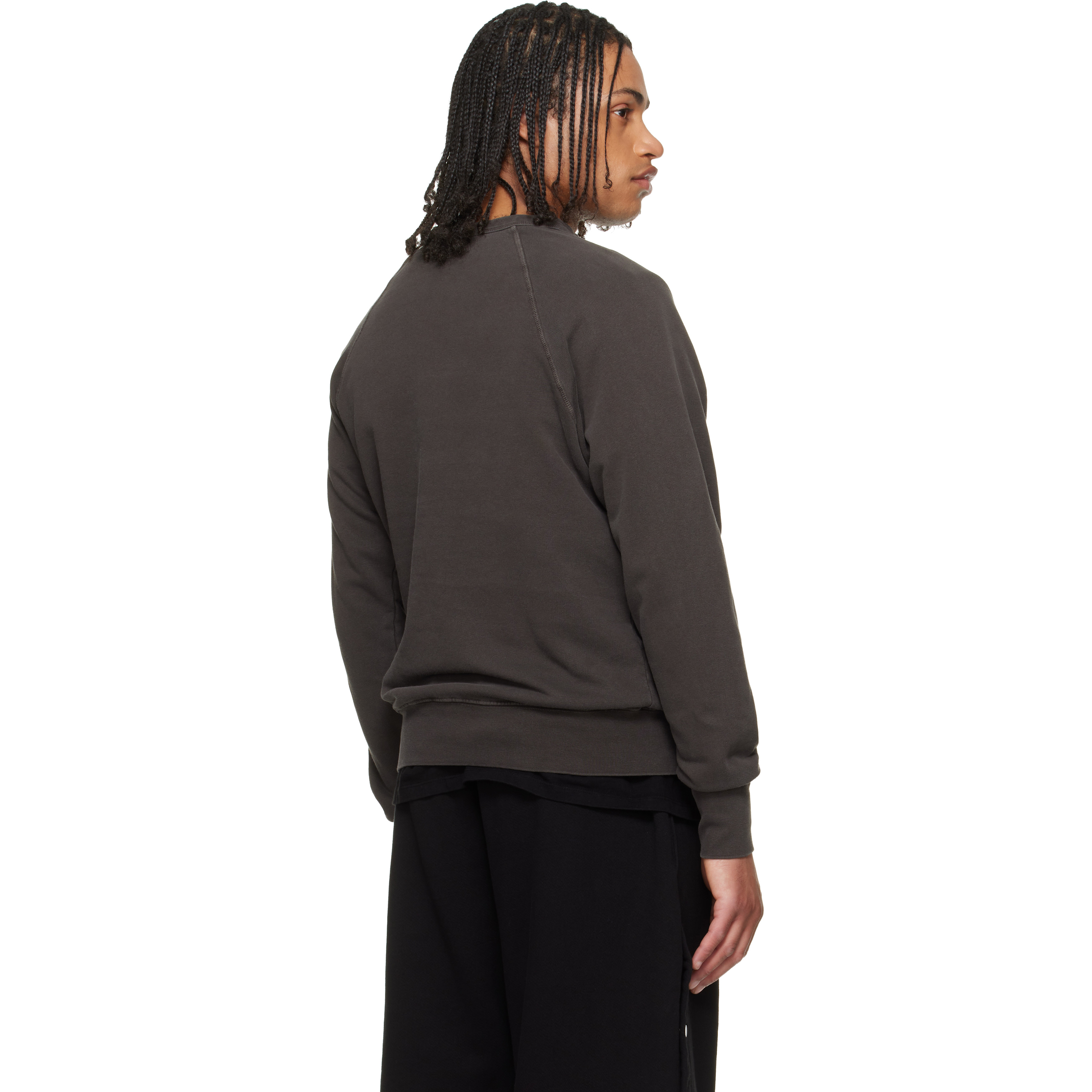Gray French Terry Binded Neck Raglan Sweatshirt