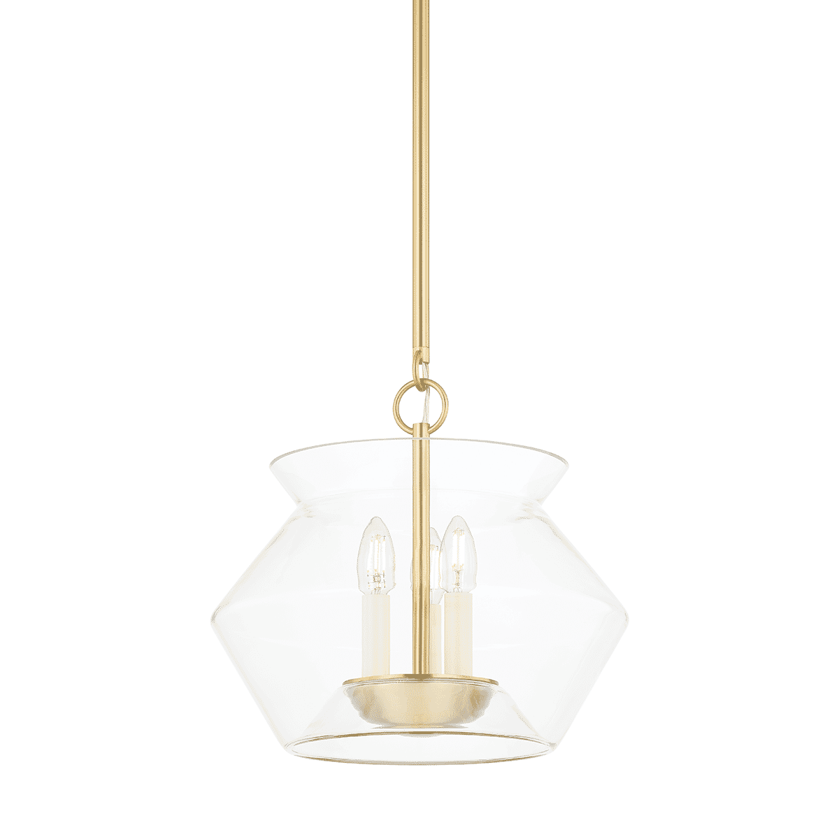 Aged Brass Three Light Lantern from the Edmonton Collection
