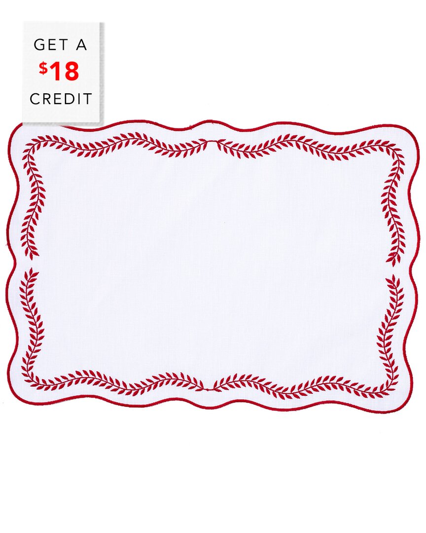 Set Of 4 Tessuti Rectangular Placemats With Red Ivy With $18 Credit