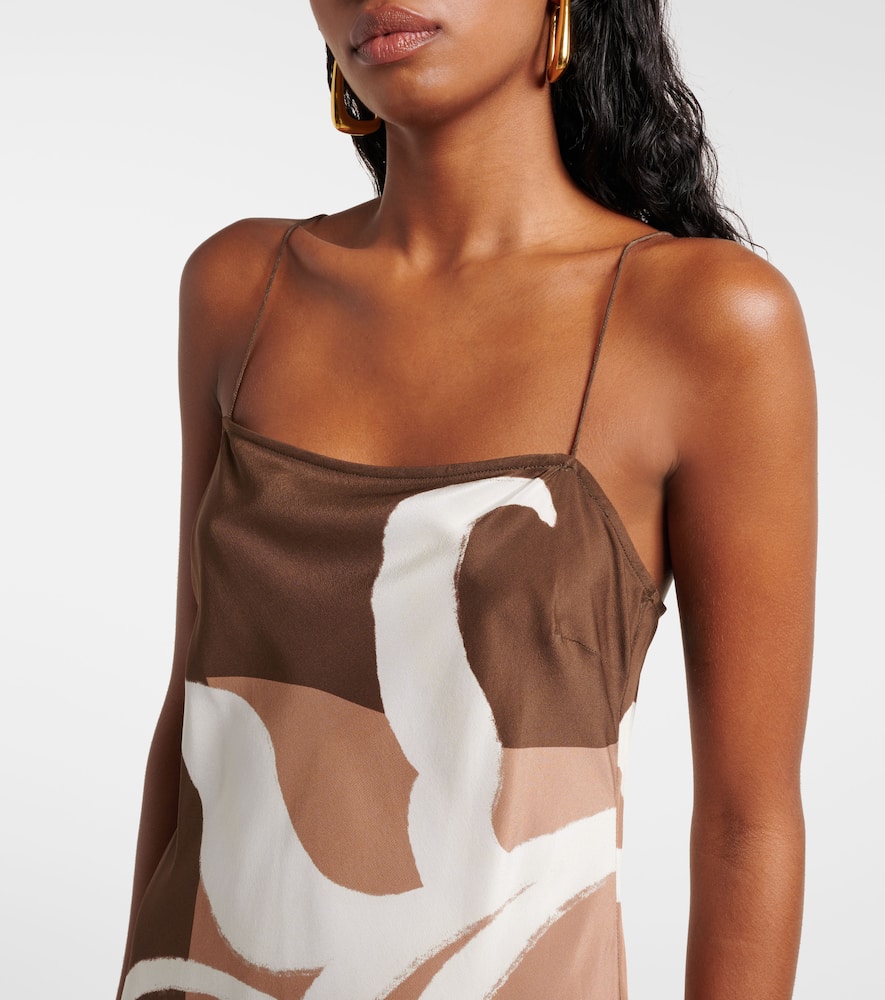 Floral printed silk satin maxi dress