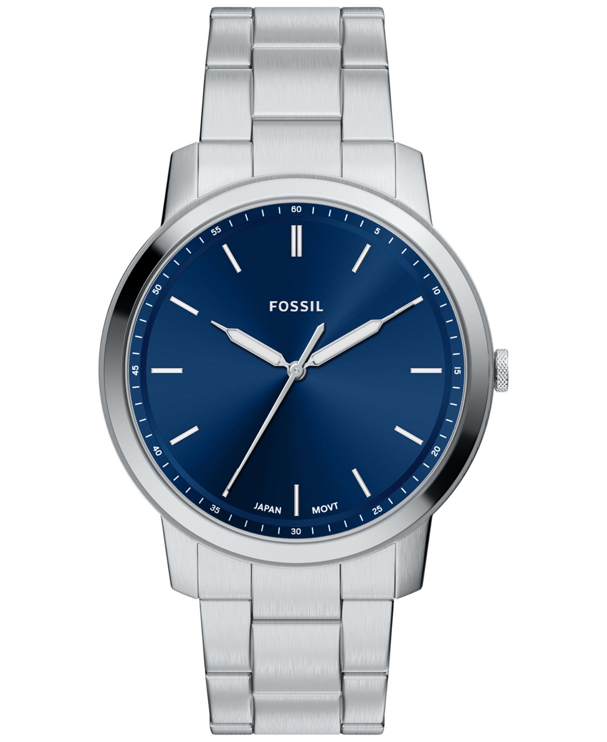 Men's Minimalist Three-Hand Stainless Steel Watch 44mm - Silver