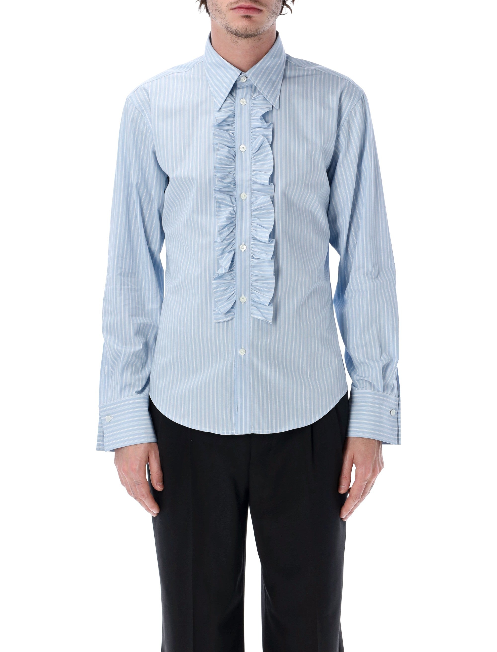 Refined Ruffled Shirt for Men Size 40