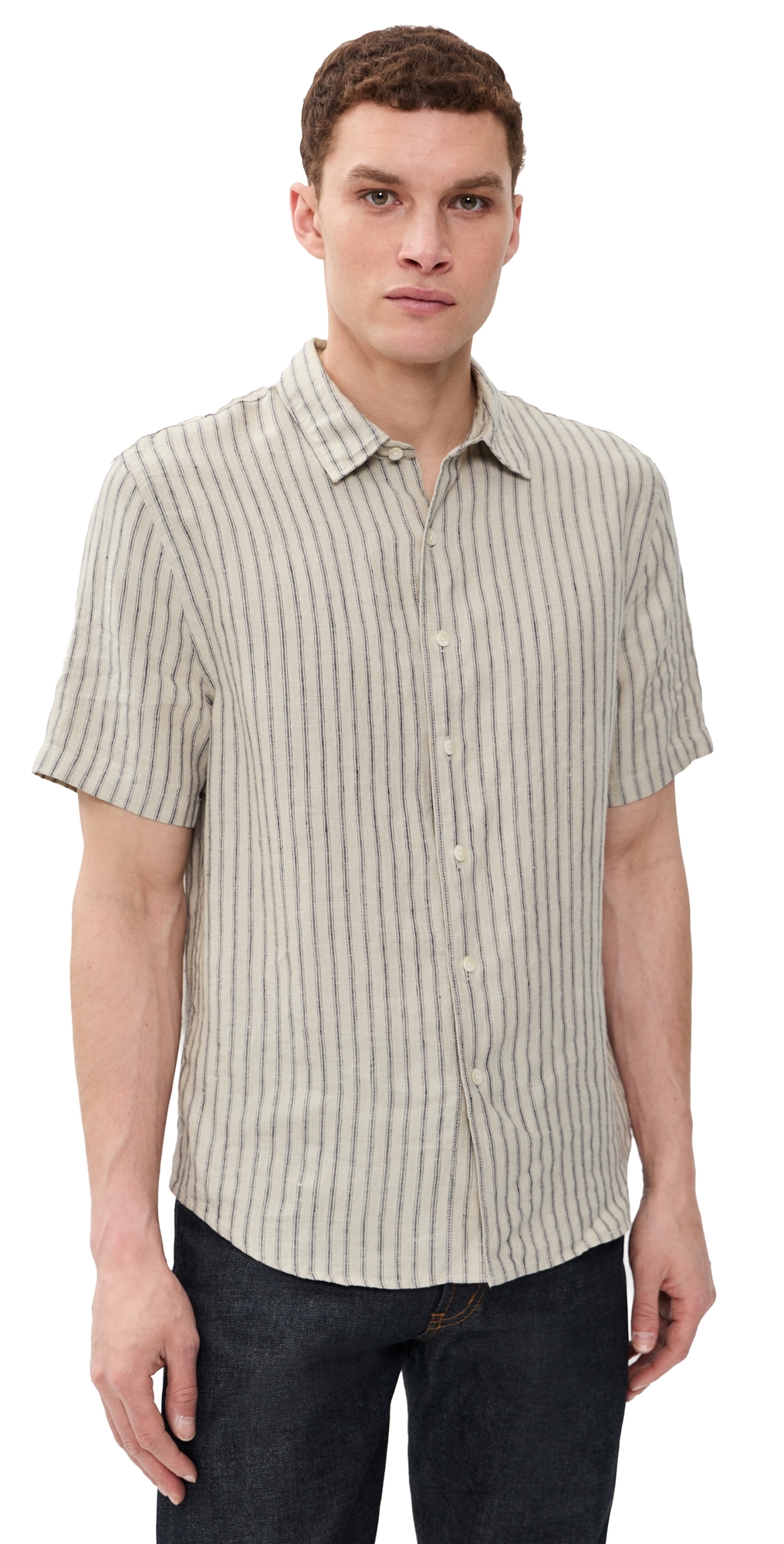 Ballston Stripe Short Sleeve Hemp Shirt Parchment/Coastal Stripe