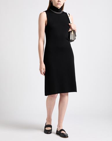 Woman Midi dress Black Size 6 Merino Wool