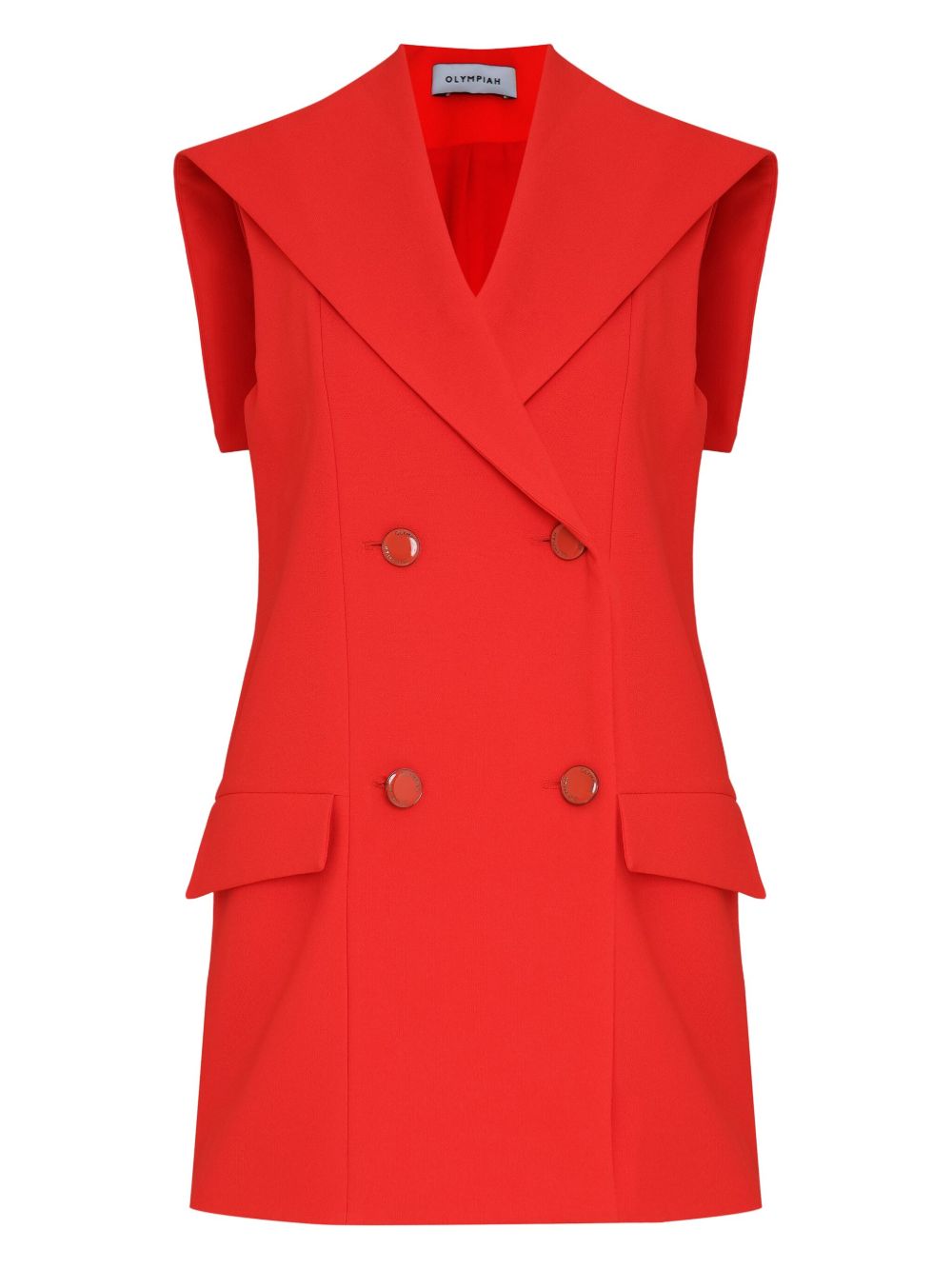 Double-breasted sleeveless blazer - Red