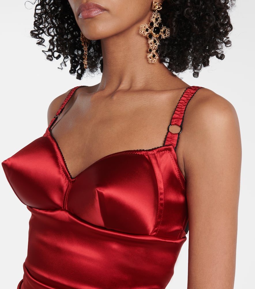 Ruched satin midi dress