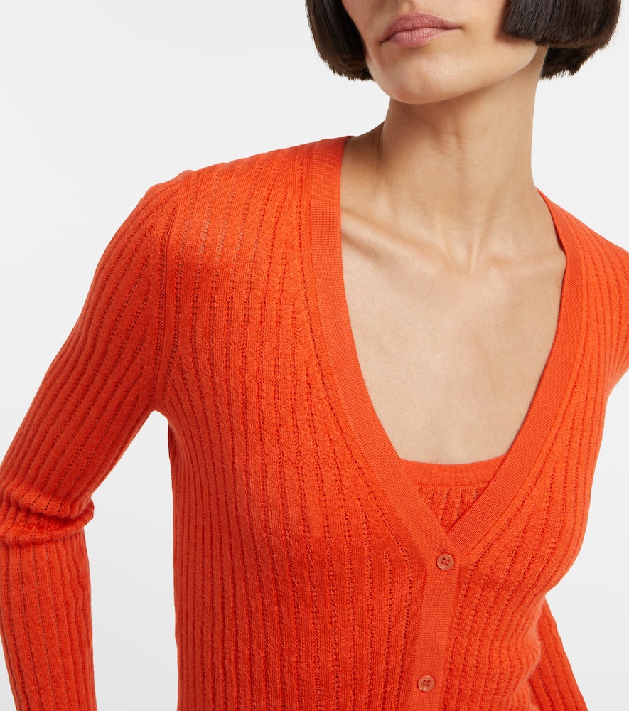 Emma pointelle cashmere and silk cardigan
