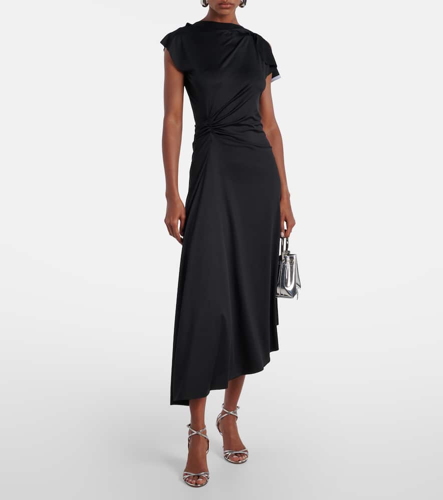 Draped asymmetric midi dress