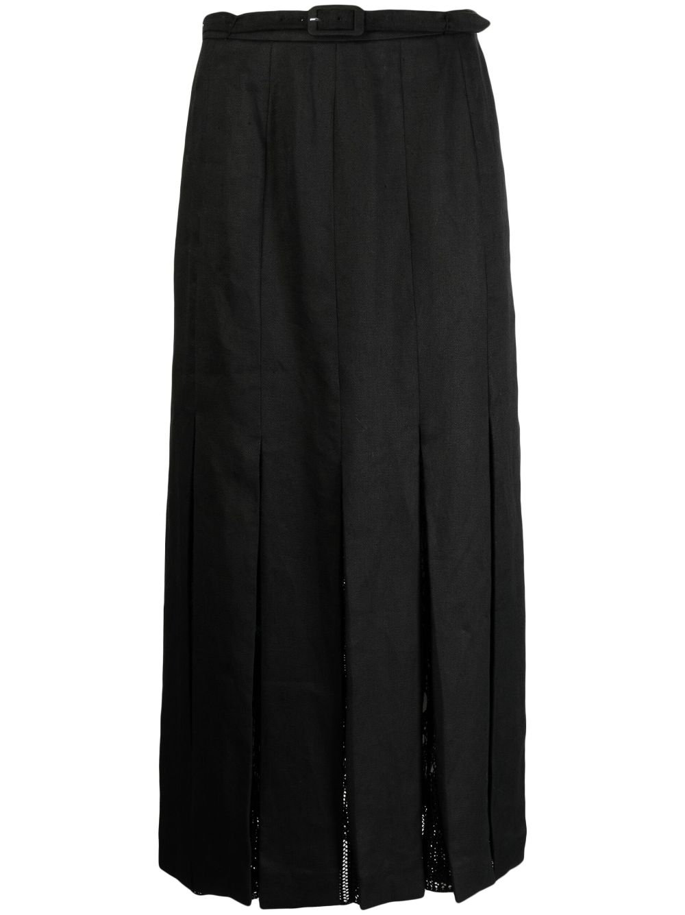 Edith pleated linen skirt - Black