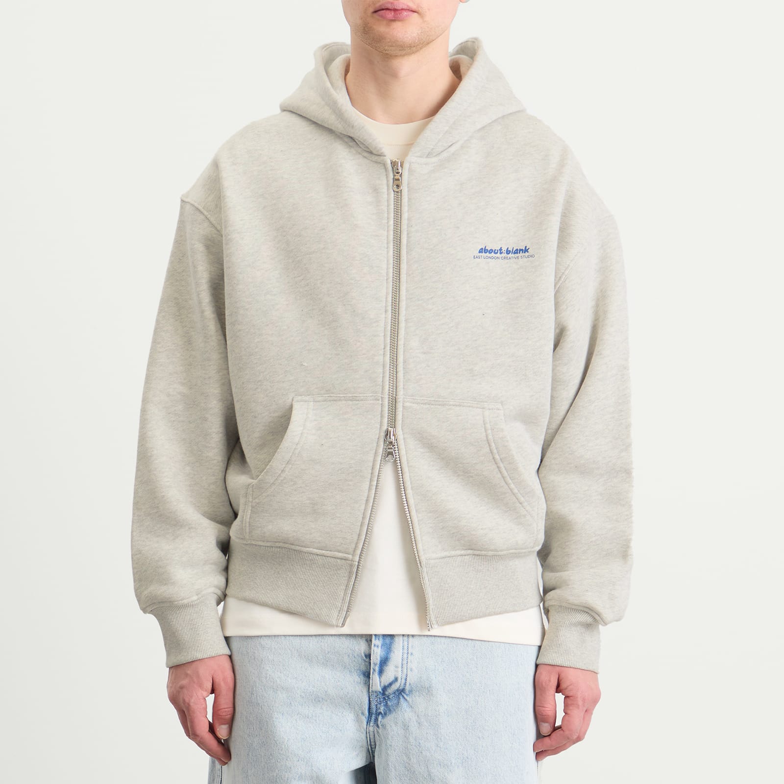 Men's Presented by END. Zev Zip Hoodie Grey Marl/Estate Blue