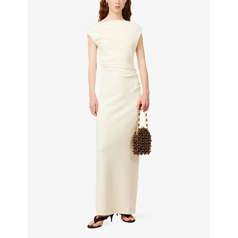 Womens Leora Asymmetric Bonded-Crepe Maxi Dress