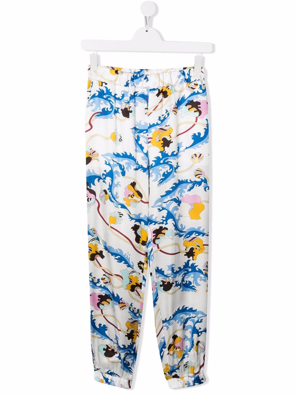 Ranuncoli-print wide-leg trousers - White