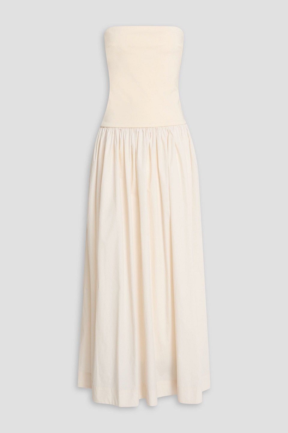Strapless stretch-knit and cotton-poplin maxi dress - White - UK 10